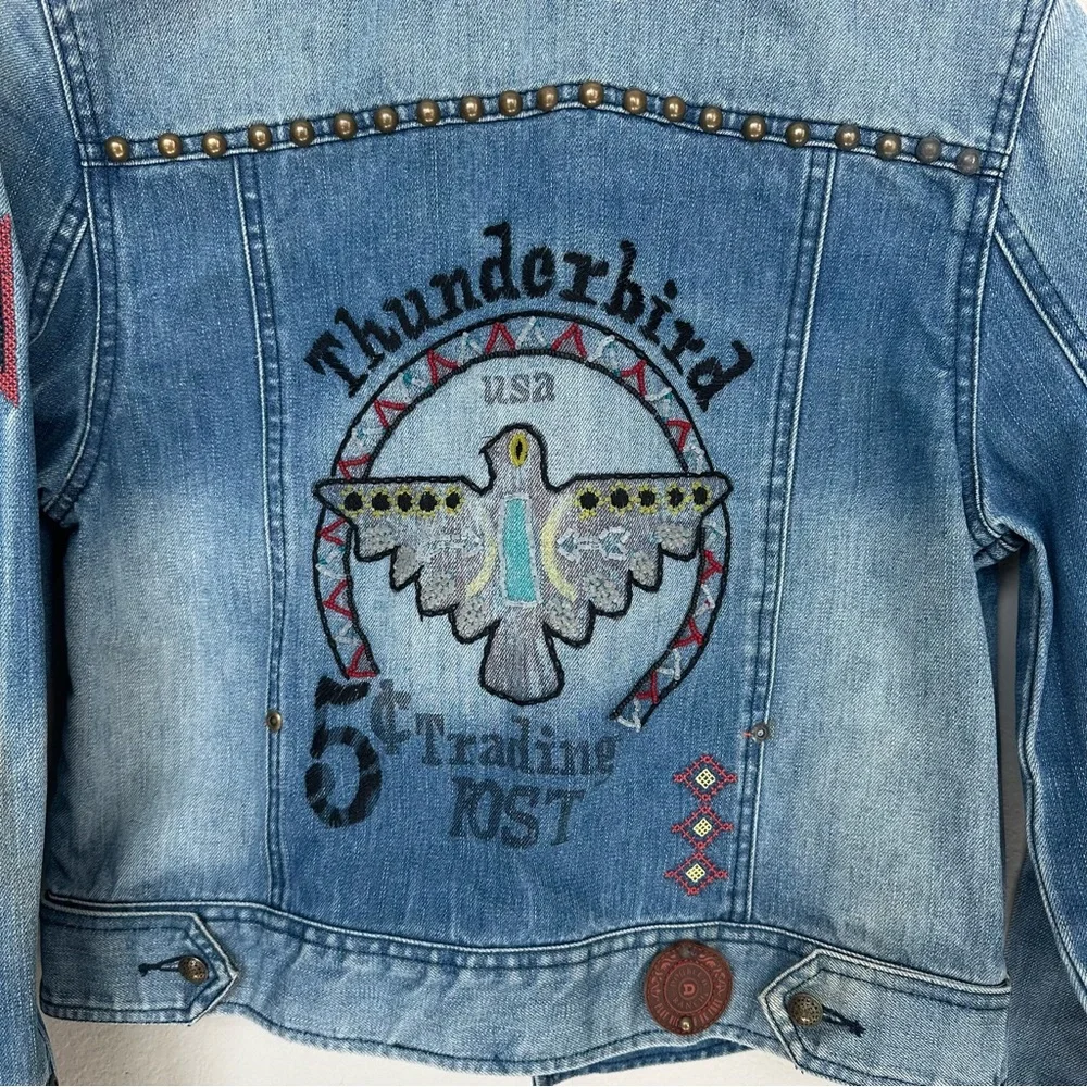 Double D Ranch Light Blue Denim Thunderbird Embroidered Jean Jacket - Picture 9 of 15